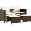 Image de vidaXL - Tuinbank - 2-zits - met - tafel - en - voetenbanken - poly - rattan - bruin