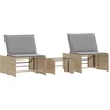 Image de vidaXL - Ligstoelen - 2 - st - met - tafel - beige - poly - rattan