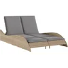 Image de vidaXL - Ligbed - met - kussens - 114x205x73 - cm - poly - rattan - beige
