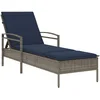 Image de vidaXL - Ligbed - met - kussen - grijs - 63x200x81 - cm - poly - rattan - (alleen - VS)