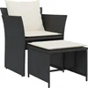 Image de vidaXL - Tuinstoel - met - voetenbank - poly - rattan - zwart