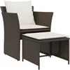 Image de vidaXL - Tuinstoel - met - voetenbank - poly - rattan - bruin