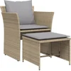 Image de vidaXL - Tuinstoel - met - voetenbank - poly - rattan - beige