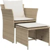 Image de vidaXL - Tuinstoel - met - voetenbank - poly - rattan - beige