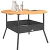 Image de vidaXL - Tuintafel - met - acaciahouten - blad - Ø110x71 - cm - poly - rattan - zwart