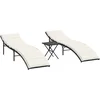 Image de vidaXL - Ligbedden - 2 - st - met - tafel - poly - rattan - zwart