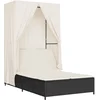 Image de vidaXL - Ligbed - tweepersoons - met - dak - en - gordijn - poly - rattan - zwart