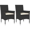 Image de vidaXL - Tuinstoelen - 2 - st - met - kussens - poly - rattan - zwart