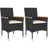 Image de vidaXL - Tuinstoelen - 2 - st - met - kussens - poly - rattan - zwart
