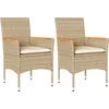 Image de vidaXL - Tuinstoelen - 2 - st - met - kussens - poly - rattan - beige