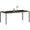 Image de vidaXL - Tuintafel - met - glazen - blad - 190x90x75 - cm - poly - rattan - lichtgrijs