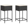 Image de vidaXL - Tuinbarkrukken - met - kussens - 2 - st - poly - rattan - zwart