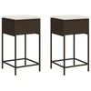Image de vidaXL - Tuinbarkrukken - 2 - st - met - kussens - poly - rattan - bruin