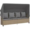 Image de vidaXL - Ligbed - met - luifel - en - kussen - poly - rattan beige