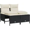 Image de vidaXL - 4-delige - Loungeset - met - kussens - poly - rattan - zwart