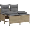 Image de vidaXL - 4-delige - Loungeset - met - kussens - poly - rattan - beige