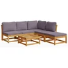 Image de vidaXL - 6-delige - Loungeset - met - kussens - massief - acaciahout