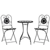 Image de vidaXL - Bistroset - mozaïek - ijzer - en - keramiek - zwart - en - wit