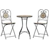 Image de vidaXL - Bistroset - mozaïek - ijzer - en - keramiek - terracottakleurig - en - wit