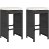 Image de vidaXL - Tuinbarkrukken - met - kussens - 2 - st - poly - rattan - zwart