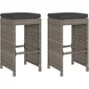 Image de vidaXL - Tuinbarkrukken - met - kussens - 2 - st - poly - rattan - grijs