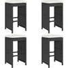 Image de vidaXL - Tuinbarkrukken - met - kussens - 4 - st - poly - rattan - zwart