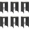 Image de vidaXL - Tuinbarkrukken - met - kussens - 6 - st - poly - rattan - zwart