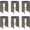 Image de vidaXL - Tuinbarkrukken - met - kussens - 6 - st - poly - rattan - grijs