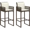 Image de vidaXL - Tuinbarkrukken - 2 - st - met - kussens - poly - rattan - bruin