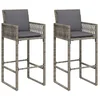Image de vidaXL - Tuinbarkrukken - met - kussens - 2 - st - poly - rattan - grijs
