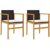 Image de vidaXL - Tuinstoelen - 2 - st - met - kussens - poly - rattan - en - massief - hout - zwart