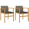 Image de vidaXL - Tuinstoelen - 2 - st - met - kussens - poly - rattan - en - massief - hout - grijs