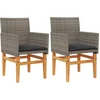 Image de vidaXL - Tuinstoelen - 2 - st - met - kussens - poly - rattan - en - massief - hout - grijs