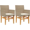 Image de vidaXL - Tuinstoelen - 2 - st - met - kussens - poly - rattan - en - massief - hout - beige
