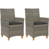 Image de vidaXL - Tuinstoelen - 2 - st - met - kussens - poly - rattan - en - massief - hout - grijs