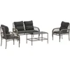 Image de vidaXL - 4-delige - Loungeset - met - kussens - poly - rattan - grijs