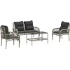 Image de vidaXL - 4-delige - Loungeset - met - kussens - poly - rattan - lichtgrijs