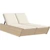 Image de vidaXL - Ligbed - 2-persoons - met - kussens - poly - rattan - beige