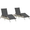 Image de vidaXL - Ligbedden - 2 - st - met - tafel - poly - rattan - lichtgrijs