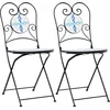 Image de vidaXL - Bistrostoelen - 2 - st - inklapbaar - keramiek - blauw - en - wit