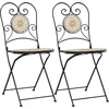 Image de vidaXL - Bistrostoelen - 2 - st - inklapbaar - keramiek - terracottakleurig - en - wit