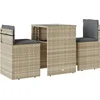 Image de vidaXL - 3-delige - Bistroset - met - kussens - poly - rattan - lichtgrijs