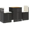 Image de vidaXL - 3-delige - Bistroset - met - kussens - poly - rattan - zwart