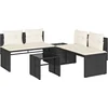 Image de vidaXL - 4-delige - Loungeset - met - kussens - poly - rattan - zwart