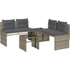 Image de vidaXL - 4-delige - Loungeset - met - kussens - poly - rattan - grijs