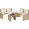 Image de vidaXL - 4-delige - Loungeset - met - kussens - poly - rattan - beige