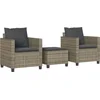 Image de vidaXL - 3-delige - Bistroset - met - kussens - poly - rattan - grijs