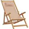 Image de vidaXL - Strandstoel - inklapbaar - massief - eucalyptushout - en - stof - taupe