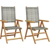Image de vidaXL - Tuinstoelen - 2 - st - massief - acaciahout - en - poly - rattan - grijs