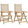 Image de vidaXL - Tuinstoelen - 2 - st - massief - acaciahout - en - poly - rattan - beige